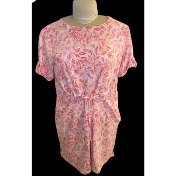 Appleseed’s Casual Cotten Blend Floral Print Dress Sz. PXL Drawstring Waist Vaca - Picture 4 of 13